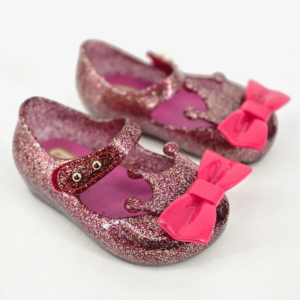 Mini DD Kids Sparkly Crown Jelly Flats Mary Jane Dress Shoes Lot Of 2 Size 5